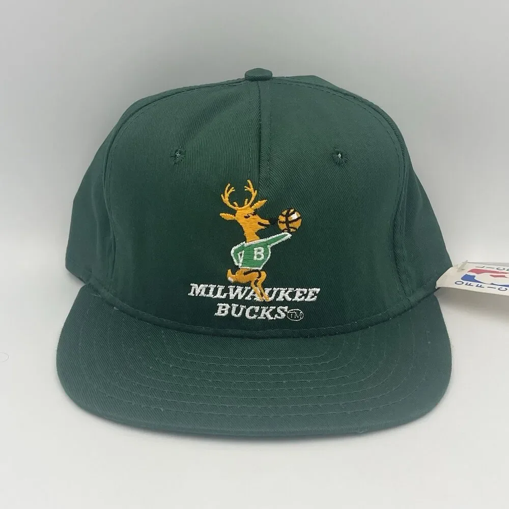 Vintage Milwaukee Bucks AJD Snapback Hat Cap USA Made - Brand New With Tags 90s